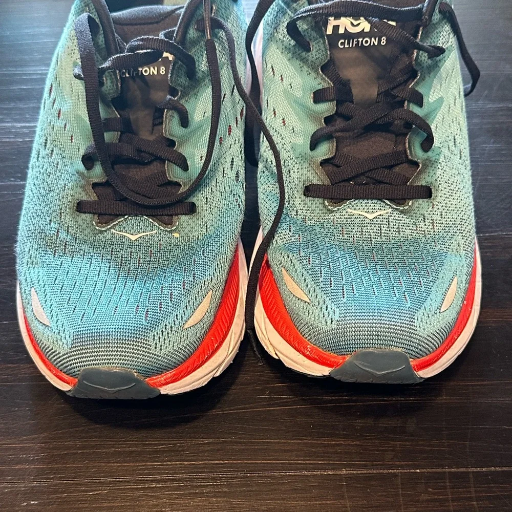 Hoka One One Clifton 8.5D Blue/Navy/Red Running Shoes - Picture 7 of 7